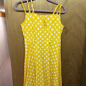 Yellow Polka Dot Spaghetti Strap Sundress